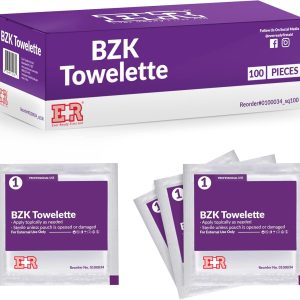 Ever Ready First Aid Benzalkonium BZK Wipes, 5”x7”, 100 Count