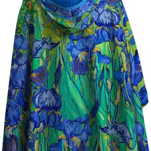 Womens Rain Cape Poncho Coat Waterproof with Hood Reversible Fine Art