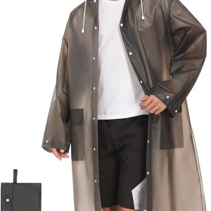 1pack Reusable EVA Rain Ponchos for Adults-Extra Thick Heavy Duty Rain Jackets Unisex Raincoats with Hood