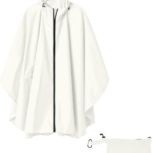 Unisex Solid Color Hooded Rain Zippered Poncho Waterproof Shawl Raincoat Jacket for Men Women Adults Scarfs Summer